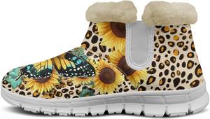Женские зимние мини-сапожки Howilath с утеплителем, модные пушистые зимние ботинки для путешествий и зимнего отдыха, Gradient Butterfly Leopard Print