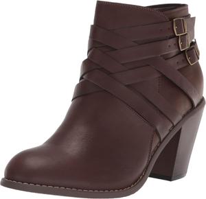 Женские ботильоны Journee Collection с множественными ремешками, закрытым носком, молнией и пряжками, Brown