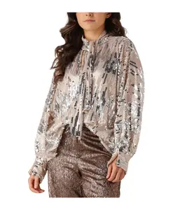 Блузка с блестками для гламурных вечеров Amaya Amsterdam, серый