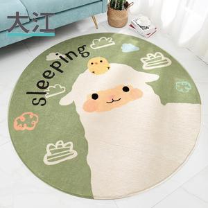 Dajiang Ковер круглый 120х120 см из овечьей шерсти для детской комнаты, мягкий и пушистый, с мультяшным рисунком