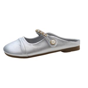 Поливинилхлоридные ПВХ устойчивые к истиранию закрытые тапочки Women's TAFN, серебро