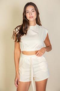 Топ с каплевидными рукавами и шорты TRUEDAMES, бежевый