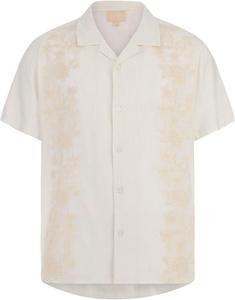 GUESS Мужская Короткая Рукав Mosley Льняная Флоральная Рубашка, Pure White