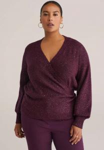 Кардиган WE Fashion CURVE, Aubergine/Bordeaux