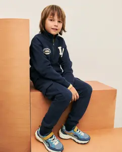 Детское худи с воротником-стойкой Kids El Corte Inglés, темно-синий