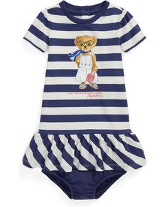 Платье Polo Ralph Lauren Kids Striped Polo Bear Cotton Dress & Bloomer, цвет Boathouse Navy Stripe