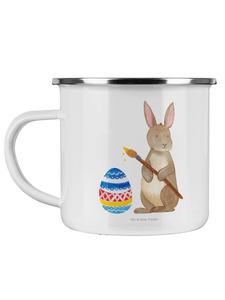 Эмалированная кружка для кемпинга, кролик, яйца, роспись, без слов, белого цвета Mr. & Mrs. Panda