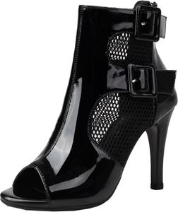 Женские элегантные ботильоны на шпильке с вырезами, летние короткие сапожки на молнии XIEPP, Glossy Black