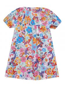 Платье с цветочным принтом и рукавами-фонариками Marni Kids, синий