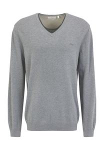 Свитер тонкой вязки, V-образный вырез, ребристые манжеты, мужской s.Oliver, цвет Light Grey Melange