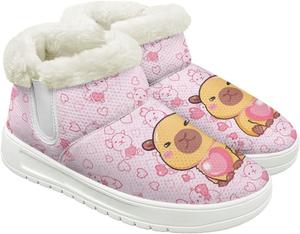 Зимние женские ботильоны на низком каблуке, широкая посадка, с удобной посадкой, теплые зимние ботинки для женщин Qoiuvncy, Capybara