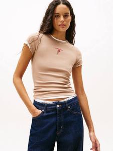 Футболка Tommy Jeans Slim Fit с вышитым логотипом из хлопка Tommy Hilfiger, Natural/Multi