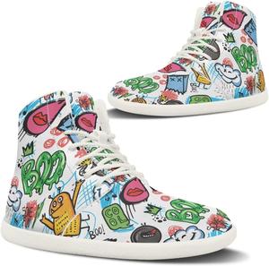 Pugasmiru Женская мода: высокие кроссовки на шнуровке, стильные спортивные и повседневные (белая подошва)