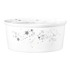 Сервировочная чаша Liberty - Silver Stars, 1 шт., фарфор, круглая чаша с крышкой, 21 x 9 см Seltmann Weiden, белый/серебристый