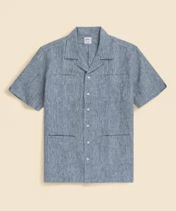 Льняная кубинская рубашка Brooks Brothers, цвет Blue