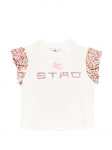 Футболка с цветочным принтом и логотипом Etro Kids, бежевый