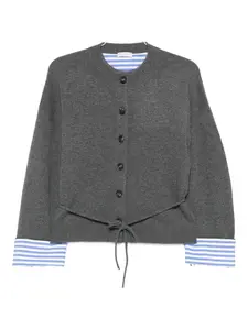 Кардиган с застежкой на пуговицы и поясом Brunello Cucinelli, серый