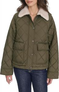 Женская куртка Levi's с ромбовидной стёжкой и воротником из вельвета, оливковый