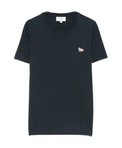 Хлопковая футболка с изображением голубого лисенка Maison Kitsunã, синий