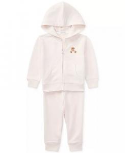 Комплект из толстовки и штанов с медвежонком для маленьких девочек Polo Ralph Lauren, розовый