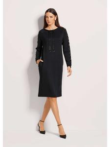 MADELEINE Платье из эластичной ткани с кружевом и стразами, черного цвета