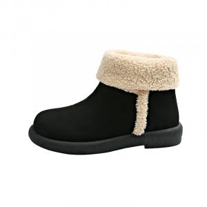 Женские зимние ботинки CAHHRRN замшевые с овчиной, черный