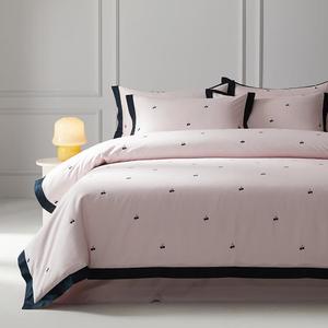 MIDO HOUSE Комплект постельного белья из 4 предметов, простыня на резинке, размер 180 см, цвет вишневый розовый