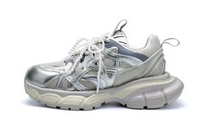 KUX Амортизирующие нескользящие дышащие низкие массивные кроссовки женские Pearl Beige Gold White, цвет Pearl Beige Gold White