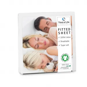 Простыня на резинке из 100% хлопка, дышащая и безворсовая, белая, 70 х 140 см Third of Life