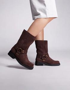 Мотоботы Public Desire Sienna из коричневой искусственной замши