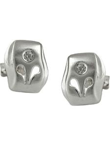 Gallay Серьги-гвоздики 9x8 мм, матовая поверхность, с кубическим цирконием, серебро 925 пробы