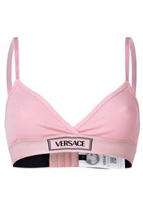 Бюстье в рубчик - треугольный бюстгальтер-бралетт в рубчик трикотаж хлопок стрейч Versace, розовый