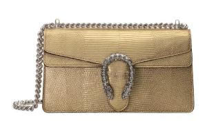 Женская сумка через плечо Dionysus из кожи ящерицы, маленькая, золотистого цвета Gucci, basic set (bag+dust bag)