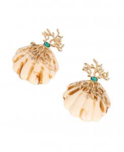 Женские серьги-подвески "Конкилья с прожилками" - Калифорнийское золото SOHI, Gold