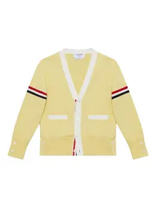 Кардиган с V-образным вырезом и полосками Thom Browne Kids, желтый