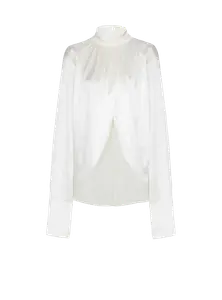 Драпированная шелковая блуза Balmain, белый