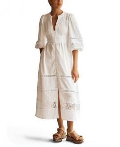 Платье миди BIANCA с кружевными вставками AUR OCEÀ, белый