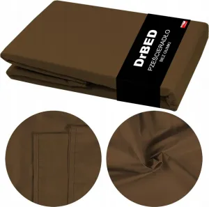 Простыня на резинке из хлопка 160х210 см дышащая коричневая польская DrBED