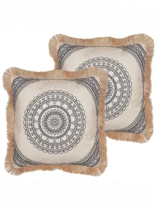 Декоративная подушка Beliani 2er Set Deko AGRIMONY, цвет beige/schwarz