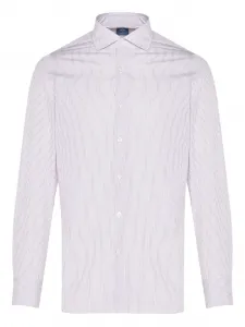 Рубашка в тонкую полоску с длинными рукавами Finamore 1925 Napoli, розовый