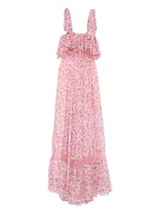 Платье с цветочным принтом и оборками MIAU by Clara Rotescu, синий