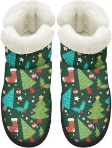 Зимние ботинки KEIAHUAN для женщин, уличная обувь для зимы, теплые ботинки с меховым воротником, Christmas Tree