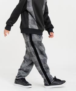 Длинные зауженные брюки на флисовой подкладке с принтом «Глен» / Комплект