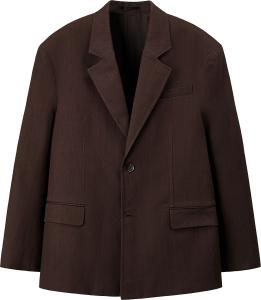 Пиджак H&M Atelier Relaxed-Fit Single-Breasted Linen, темно-коричневый