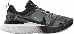 Кроссовки Nike Wmns React Infinity Run Flyknit 3 Premium 'Black Zebra Iridescent', черный