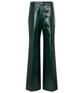 Кожаные брюки широкого кроя с высокой талией Jil Sander, Dark Green