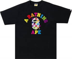 Футболка BAPE Sta Pattern College Tee 'Black', черный