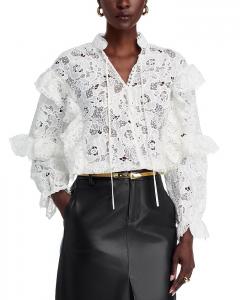 Блузка с кружевными рюшами Nancy Yang, белый