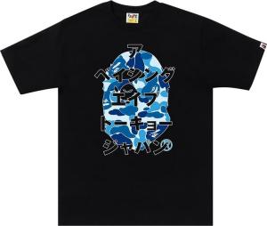 Футболка BAPE ABC Camo Japanese Letters Tee 'Black/Blue', черный