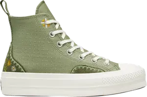 Кроссовки Converse Wmns Chuck Taylor All Star Lift Platform High Autumn Embroidery - Light Field Surplus, зеленый